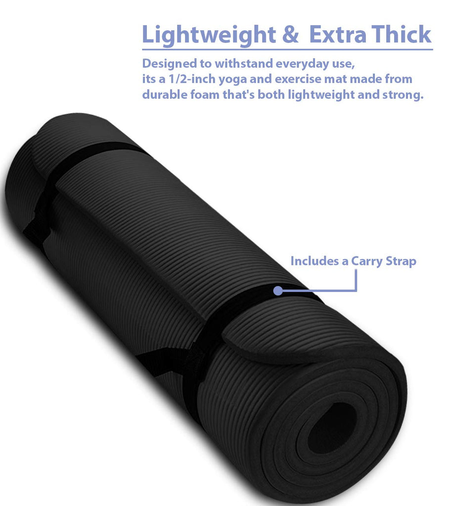 Aduro Sport Yoga Workout Mat, 1/2-Inch Extra Thick Yoga Foam Mat