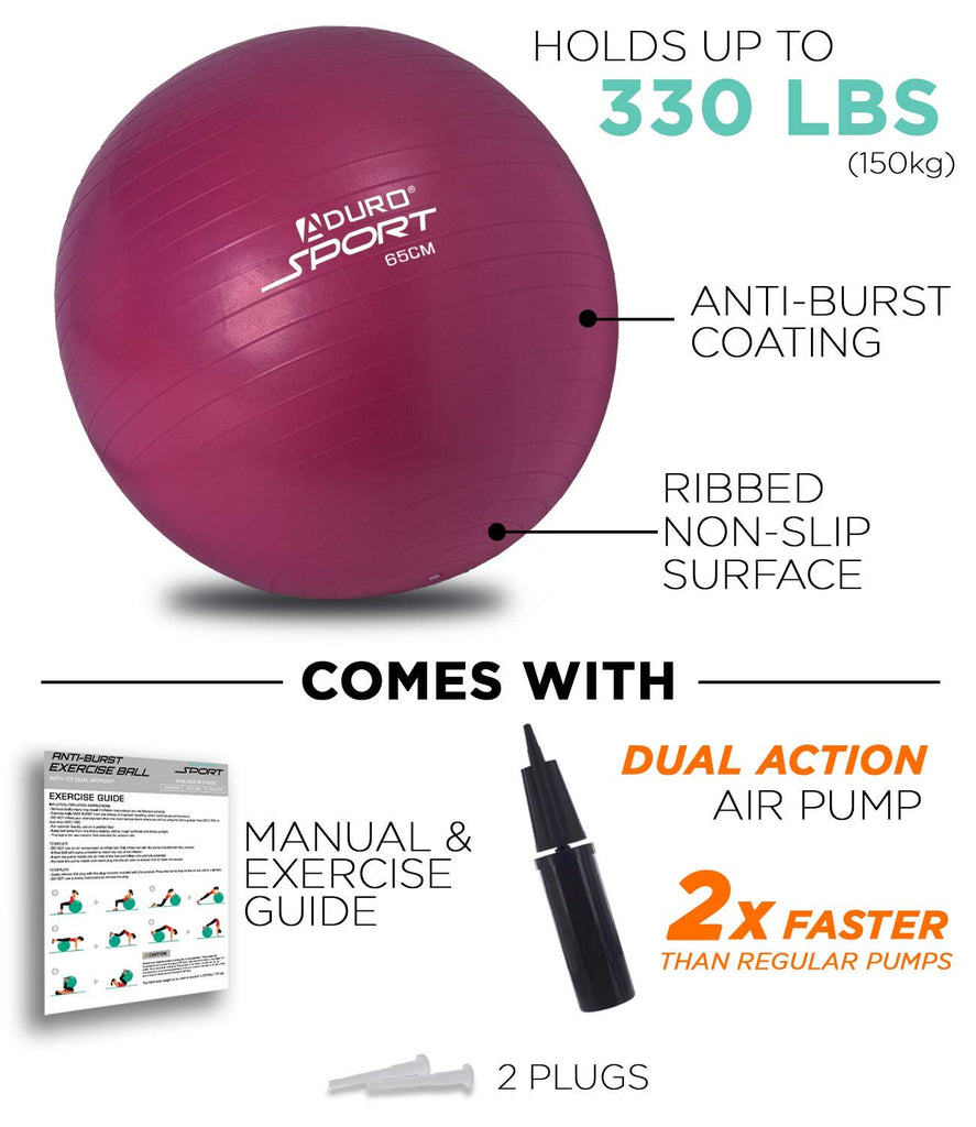 Aduro Sport Yoga Exercise Ball 55/65/75cm Workout Fitness Ball Chair