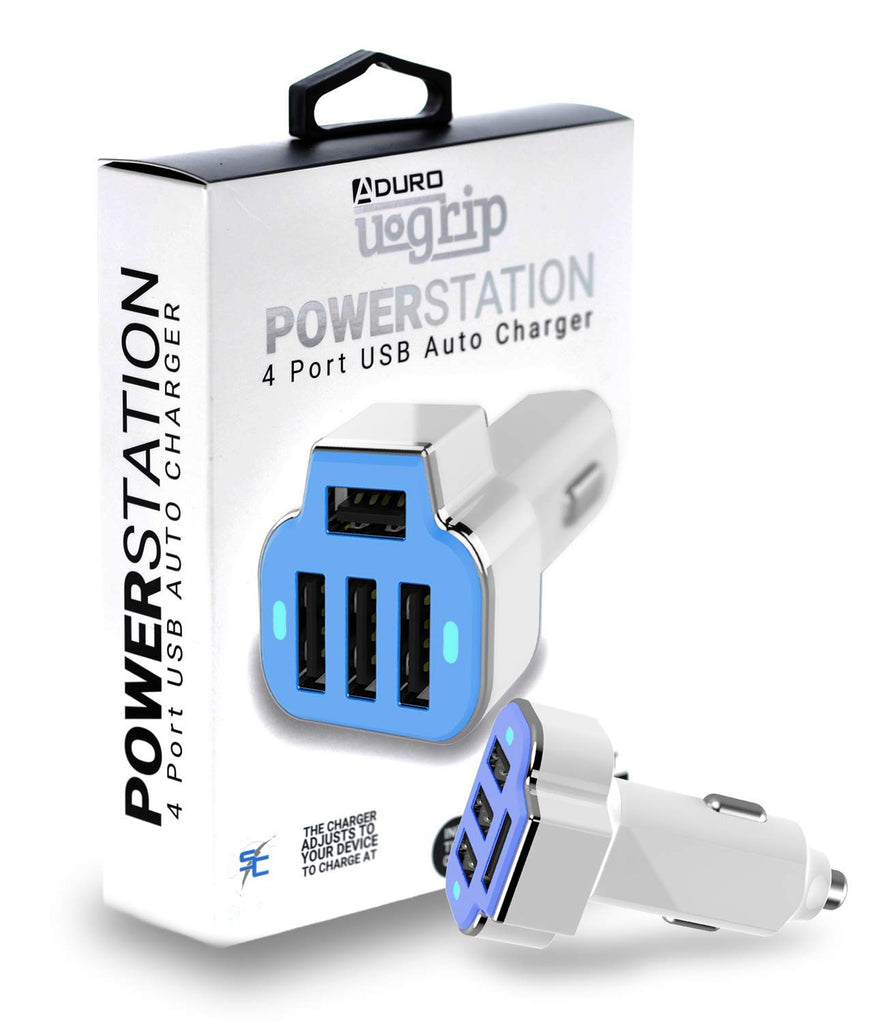 PowerUp 4 USB Port Car Charger Adapter for iPhone Samsung and More