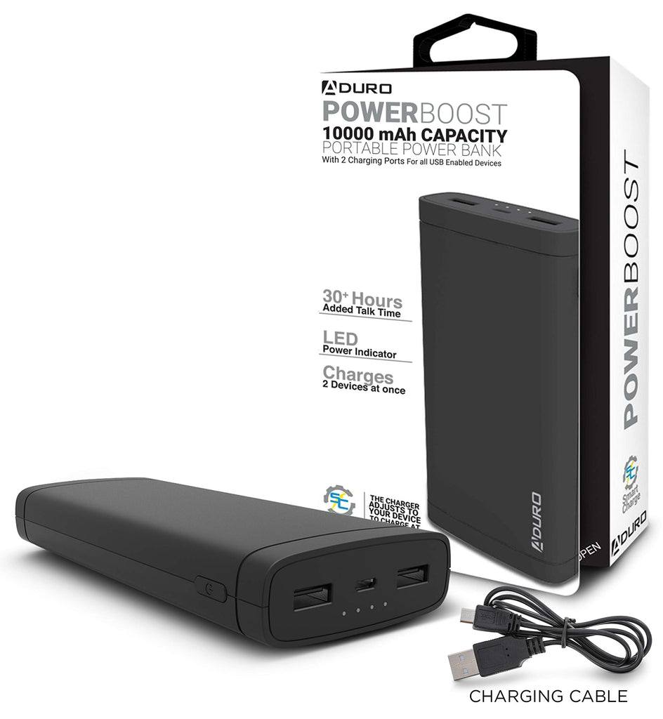 Aduro Power Bank 10,000mAh Battery Pack with Dual USB LED Indicator