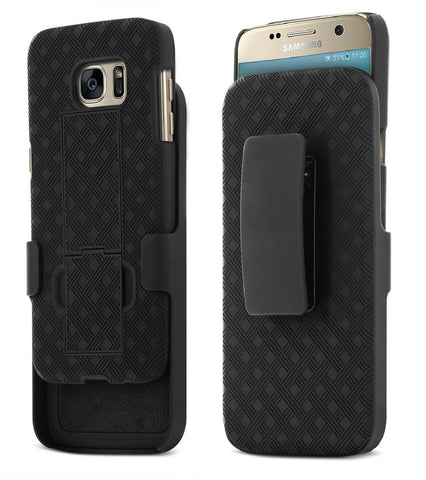 Galaxy S7 Case, Aduro Shell & Holster COMBO Case Super Slim Shell Case w/ Built-In Kickstand + Swivel Belt Clip Holster for Samsung Galaxy S7
