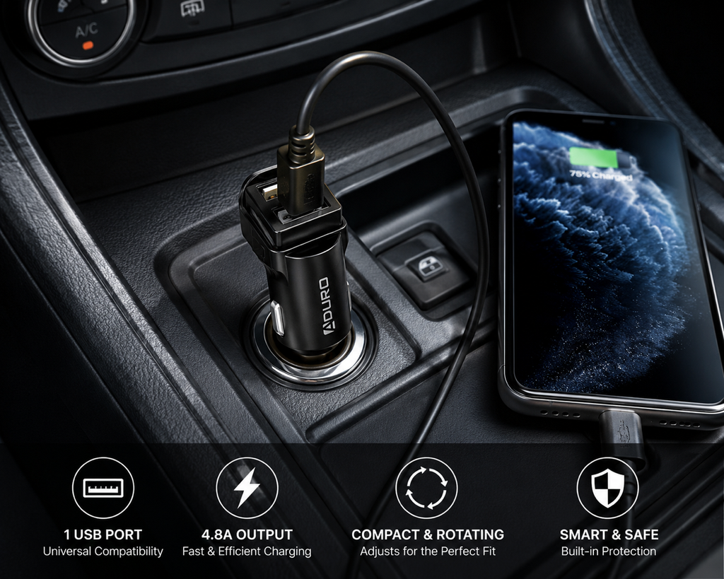 Dual USB High Speed 4.8Amp Rotating Car Charger