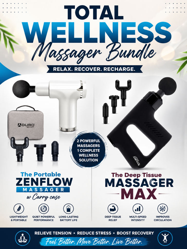Total Wellness Massager Bundle - Deep Tissue Massager Max + ZenFlow Mini Massager