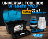 Universal Tool Box w/ Inner Tray & 30 in 1 Screwdriver Set