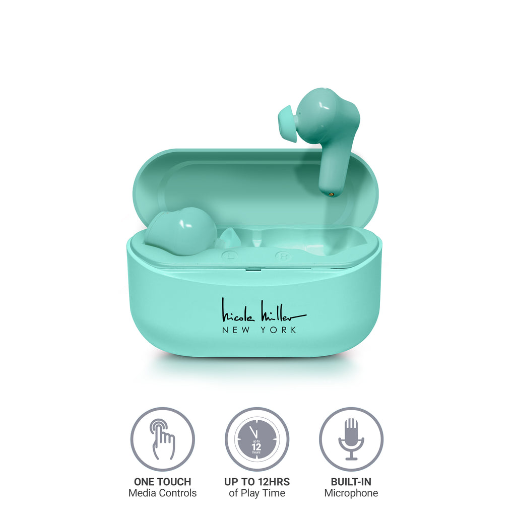 Nicole Miller StyleSound True Wireless Earbuds Mint