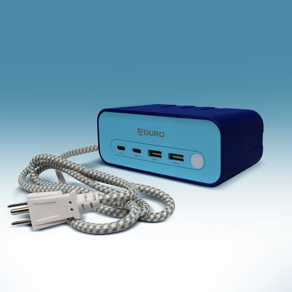 Aduro PowerUp - Enchufes cuadrados múltiples y regleta de alimentación USB  con 3 puertos USB + 3 tomas de corriente alterna, blanco/gris