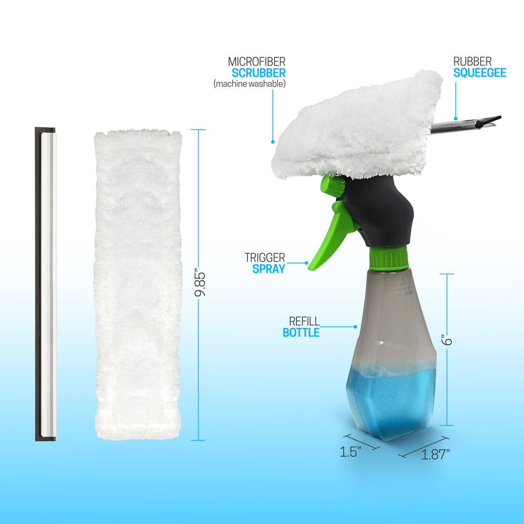 AutoBasics 3 in 1 Window Cleaner Spray, Scrub, & Squeegee