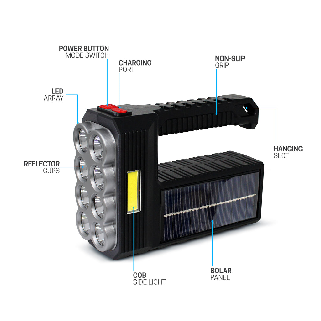 Adurance 2-in-1 Tactical Solar Rechargeable Flashlight & Task Light