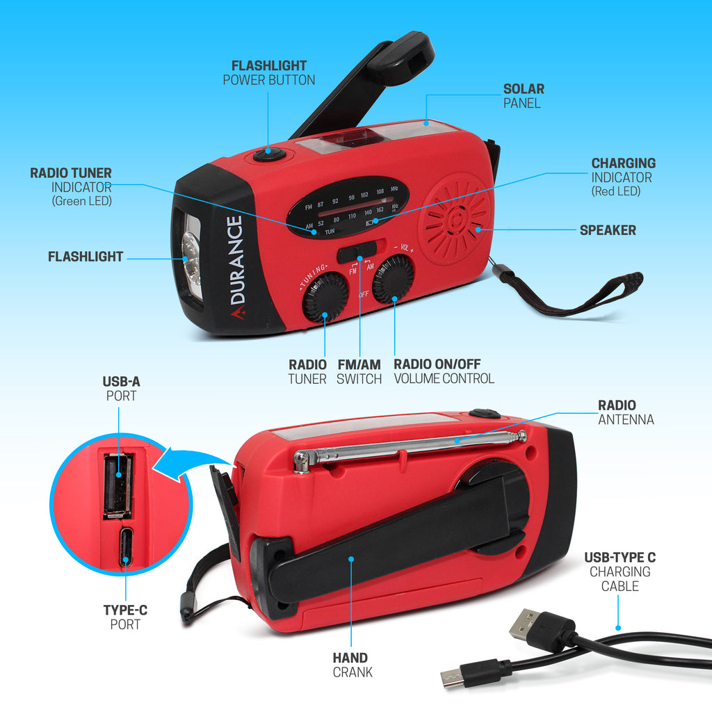 Adurance 3 in 1 Emergency Radio & Battery & Flashlight