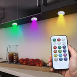 Bright Basics 3 Pack Color Changing Wireless LED Puck Lights w/ Remote Control