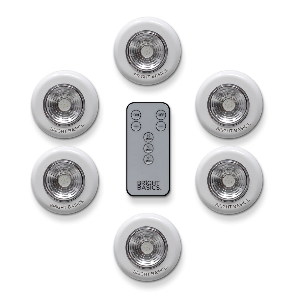 Bright Basics 6 Pack Wireless LED Lights w/ Remote Control