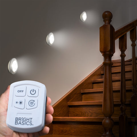 Bright Basics 3 Pack Ultra Thin Wireless LED Puck Lights w/ Remote Control
