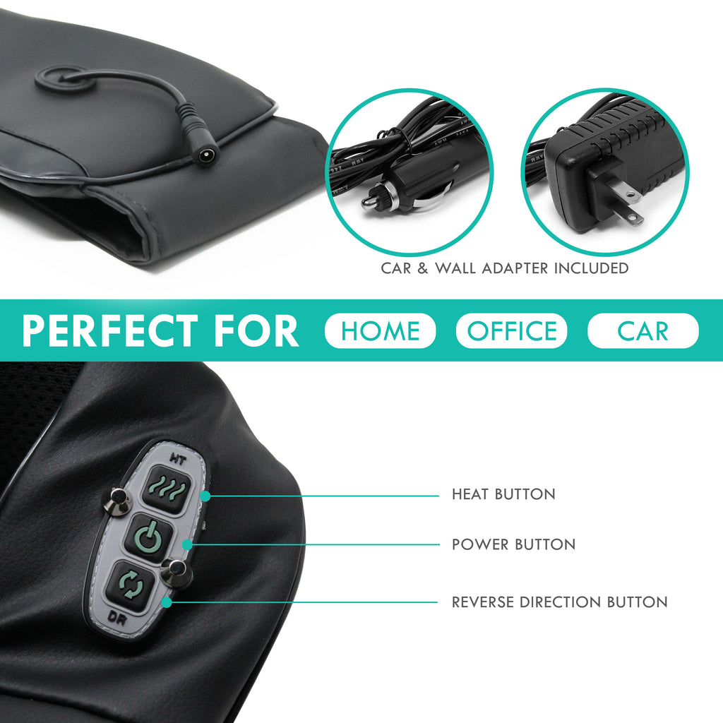 Full Body Shiatsu Massager Bundle - Heated Pillow Massager & Neck & Shoulder Massager