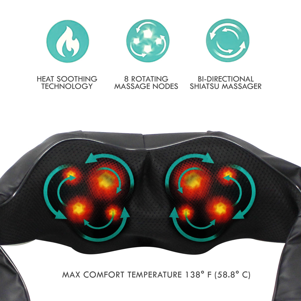 Full Body Shiatsu Massager Bundle - Heated Pillow Massager & Neck & Shoulder Massager