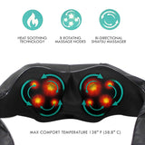 Full Body Shiatsu Massager Bundle - Heated Pillow Massager & Neck & Shoulder Massager