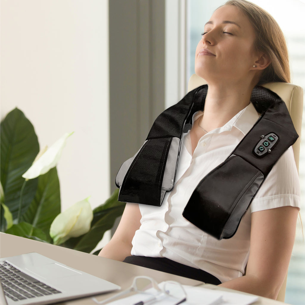 Full Body Shiatsu Massager Bundle - Heated Pillow Massager & Neck & Shoulder Massager
