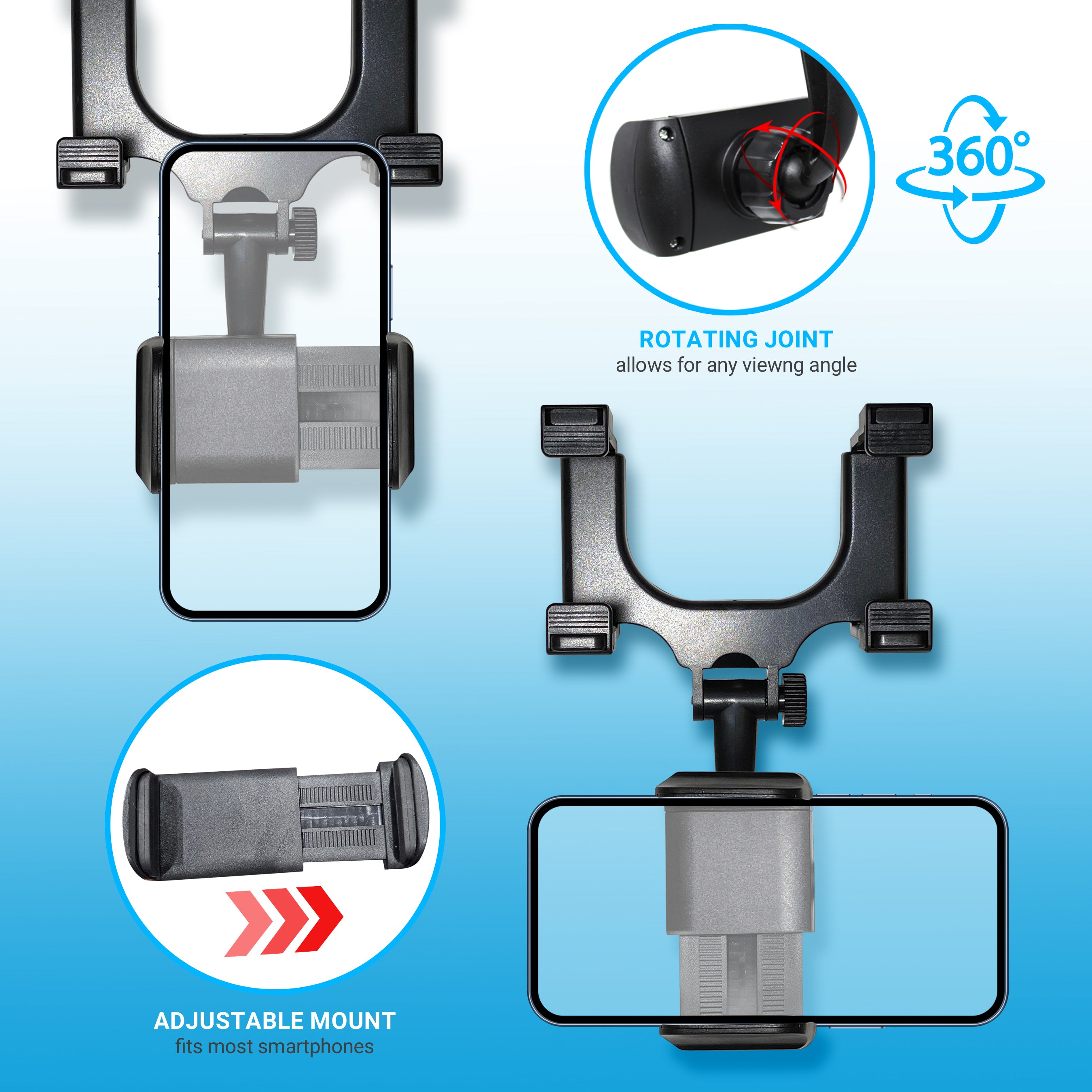tech theory rear view mirror and headrest mount