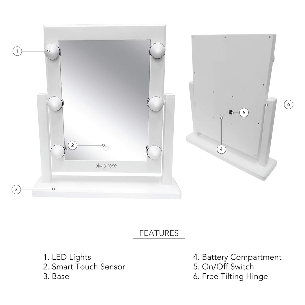 075-Olivia Rose Large Vanity Mirror w Lights and Stand