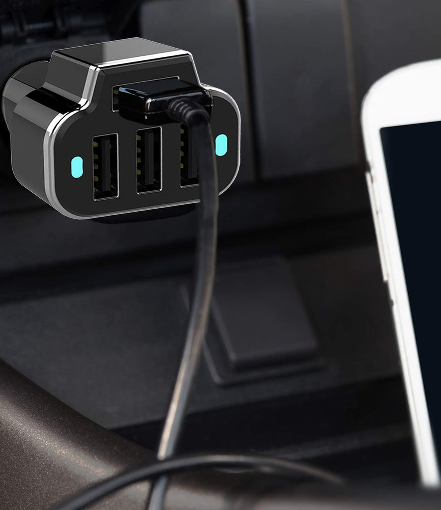PowerUp 4 USB Port Car Charger Adapter for iPhone Samsung and More