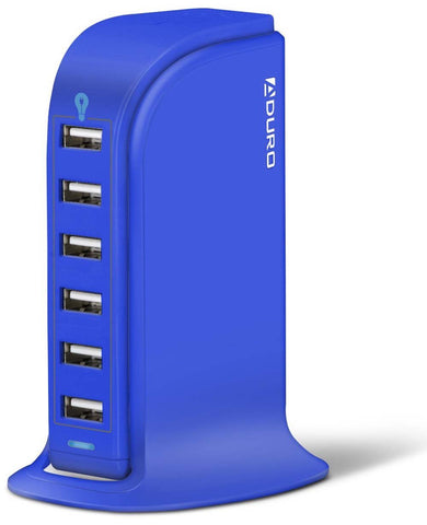 236-6 Port Hub USB Charging Station Blue