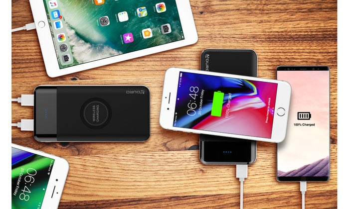 PowerUp Qi Wireless Charging 10,000mAh Dual USB Backup Battery