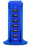 6 Port Hub USB Charging Station Blue