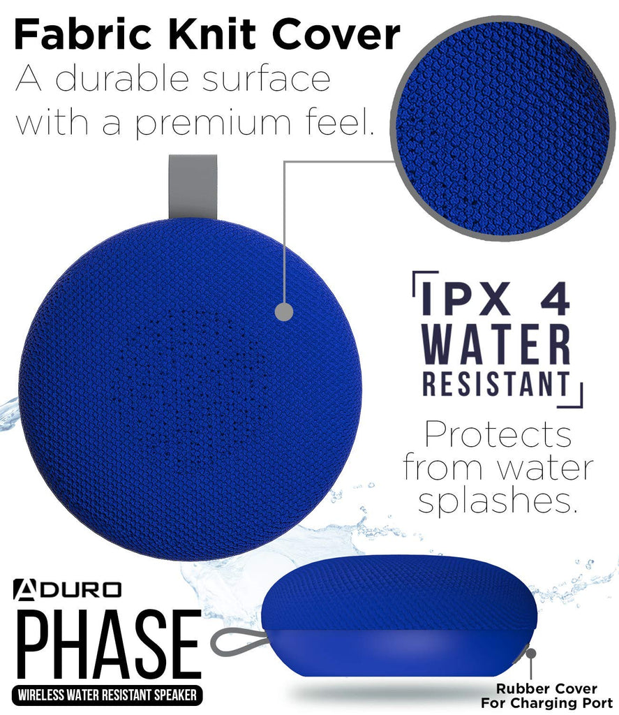 Phase Wireless Speaker Water Resistant for Outdoor and Travel Blue