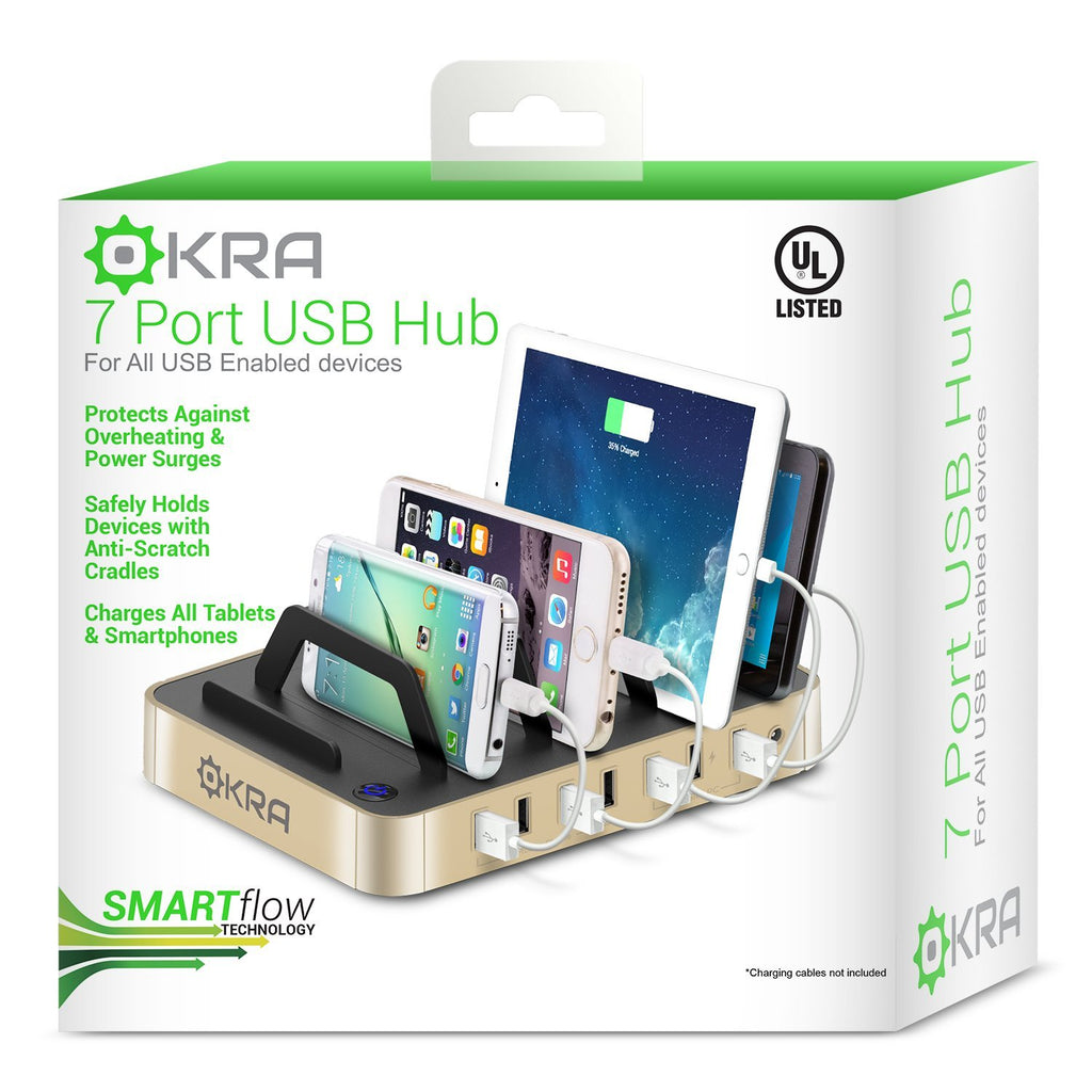 7-Port Hub USB Desktop Universal Charging Station Multi Device Dock for iPhone, iPad, Samsung Galaxy, LG, Tablet PC and all Smartphones and Tablets