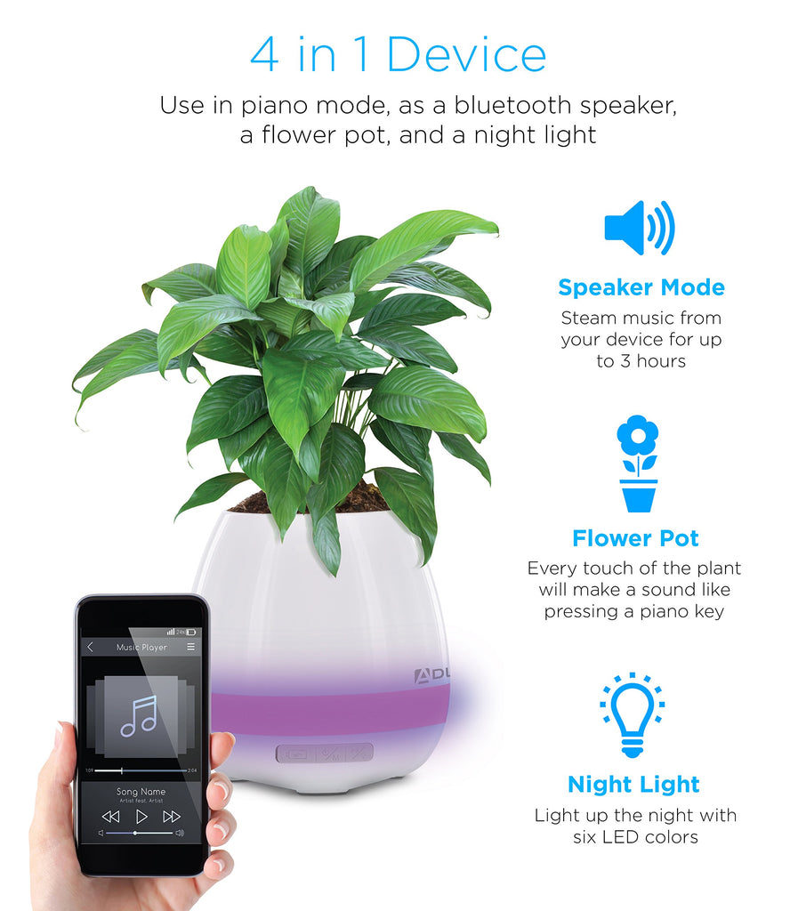 Piano Playing LED Speaker Flower Pot