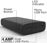 Aduro Power Bank 10,000mAh Battery Pack with Dual USB LED Indicator