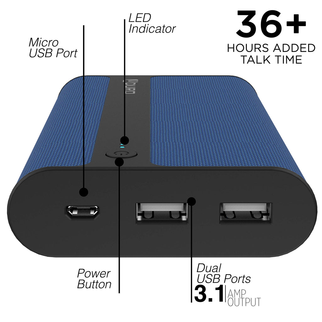 Aduro PowerUp Fabric 12,000mAh Dual USB Backup Battery