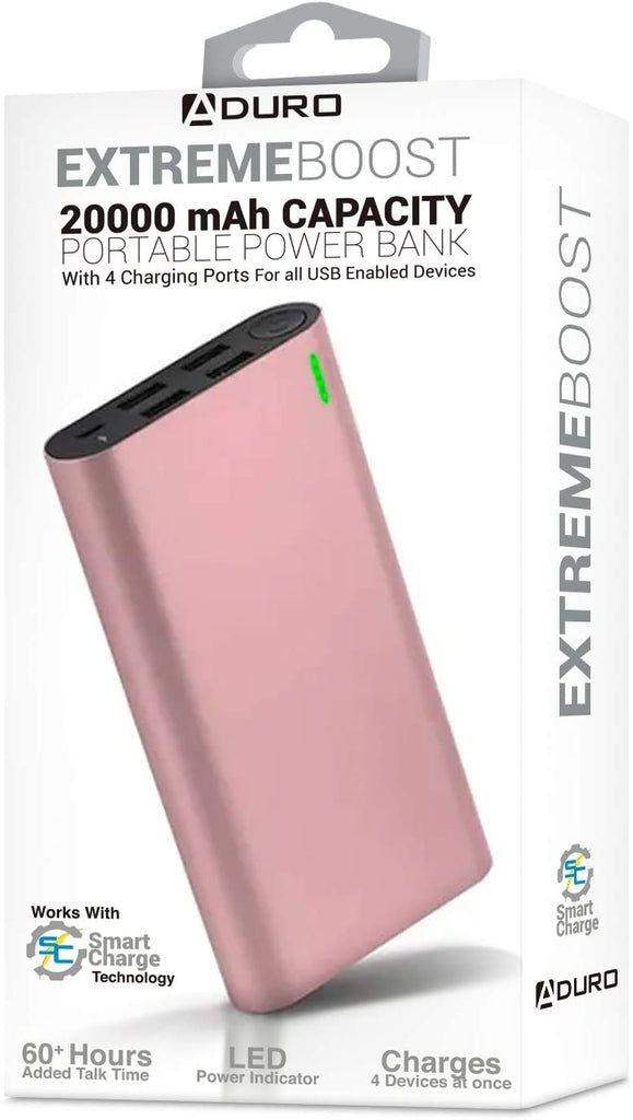 Aduro Extreme Boost 20,000 mAh Metallic Backup Battery w/ 4 USB Ports