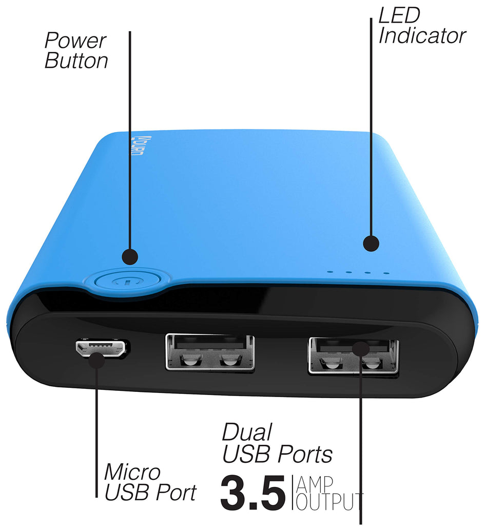 Aduro Power Dual USB LED Indicator 10,000mAh External Battery Charger