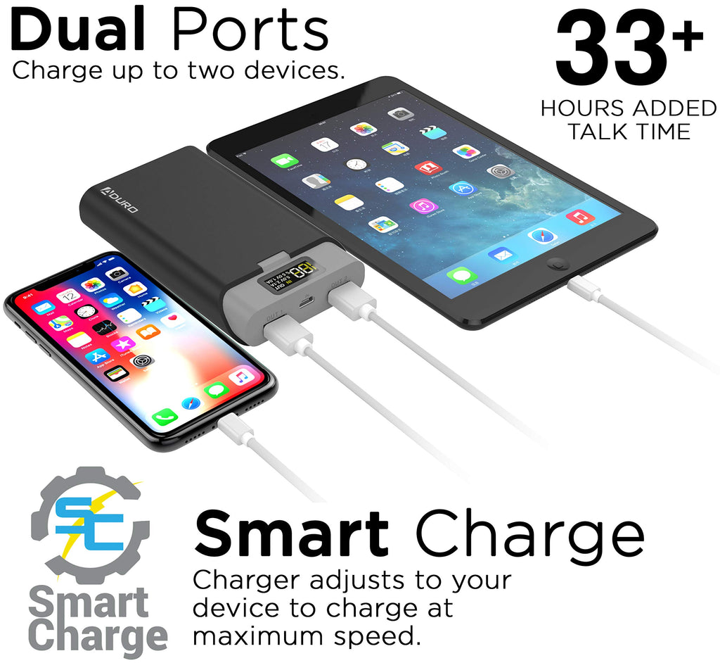 PowerUp Dual USB LED Screen 13,000mAh Portable Phone External Battery Charger