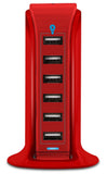 6 Port Hub USB Charging Station Red