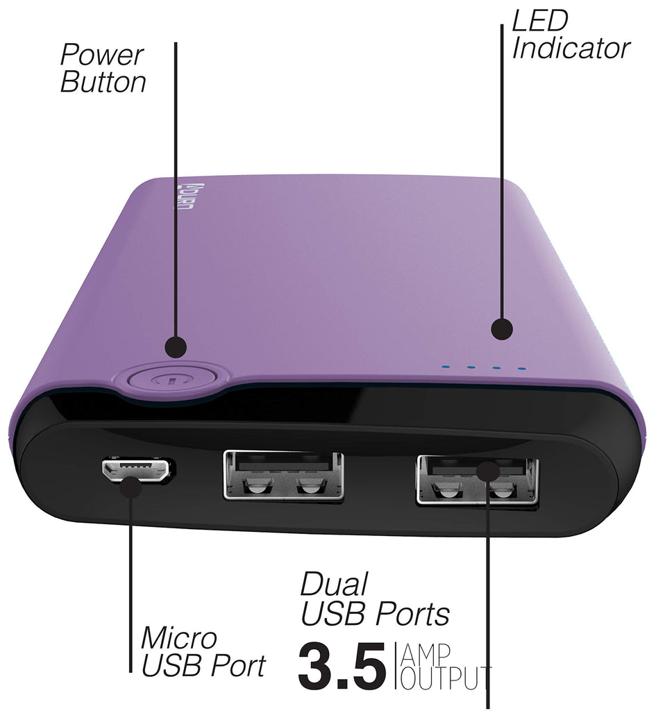 Aduro Power Dual USB LED Indicator 10,000mAh External Battery Charger