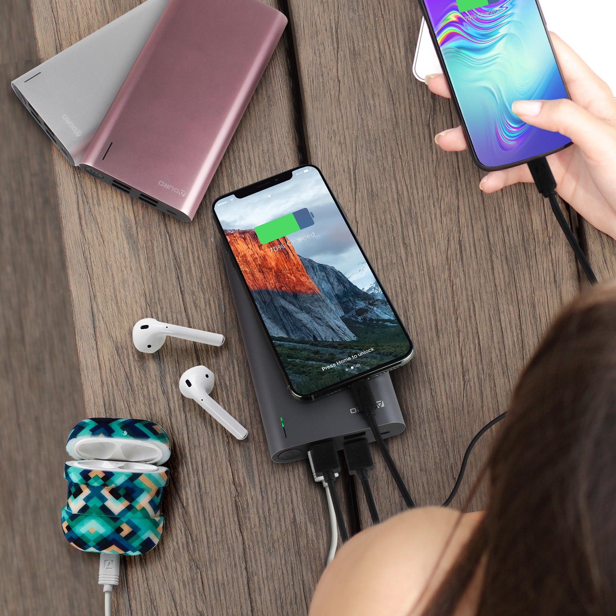 Portable With Four Cable Charging Power Bank 20000mAh Batterie