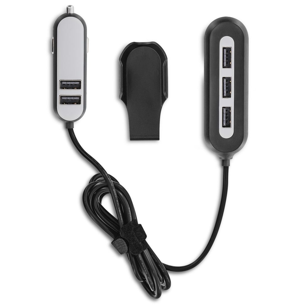 PowerUp Passenger 5 Port USB Car Charger with Backseat Clip