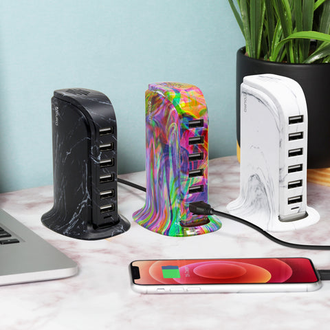 Aduro PowerUp Marble Series 6 Port USB Charging Station