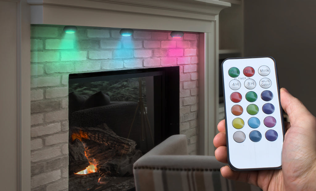 Bright Basics 3 Pack Color Changing Wireless LED Puck Lights w/ Remote Control