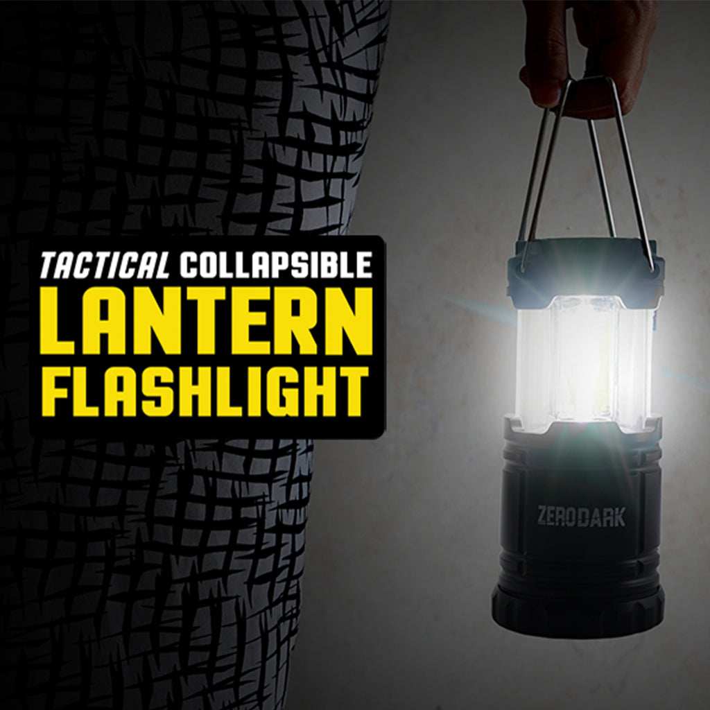 ZeroDark LED Lantern Flashlight Battery Operated Lantern Combo 2 in 1  Camping Flashlight Collapsible Batteries Included (3x AA) for Powe