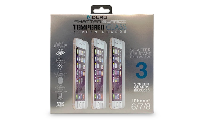 ShatterGuardz Tempered Glass Screen Protectors for iPhones 3 Pack