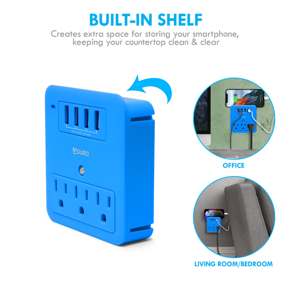 Aduro Surge Multi Charging Station with 3 Outlets & 4 USB Ports