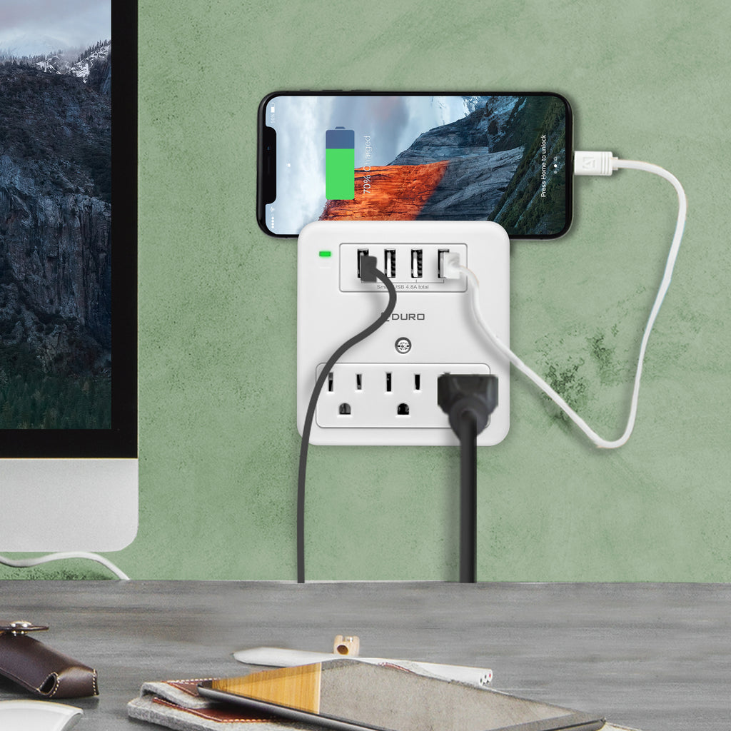 Aduro Surge Multi Charging Station with 3 Outlets & 4 USB Ports