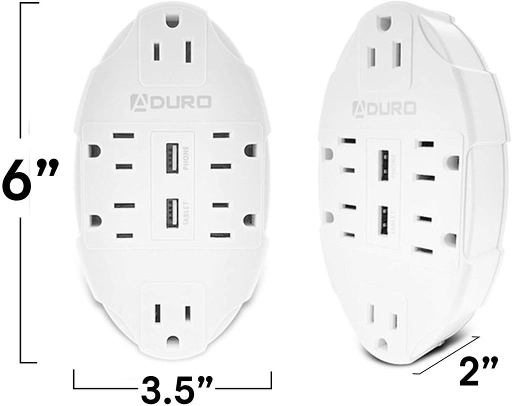 Aduro Surge Multi Charging Station with 6 Outlets & Dual USB Ports