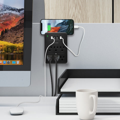 Surge Shelf Series Multi-Charging Station Surge Protector with 6 Outlets & 3 USB Ports