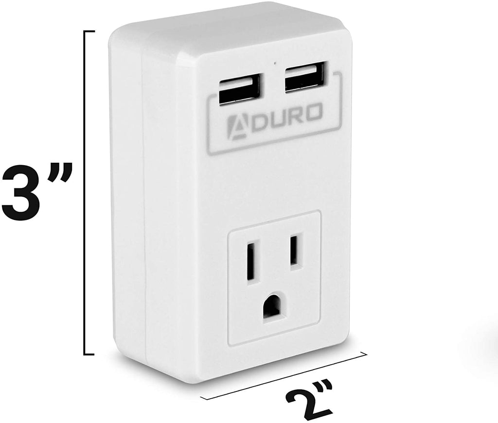 Aduro Surge Mini Travel Single Outlet Dual USB Surge Protector