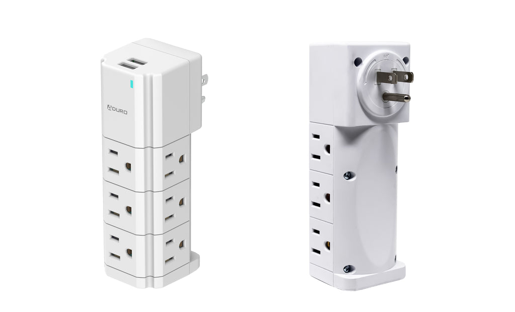 Aduro Surge Swivel Wall Charging Tower w/ 9 Outlets & Dual USB Ports