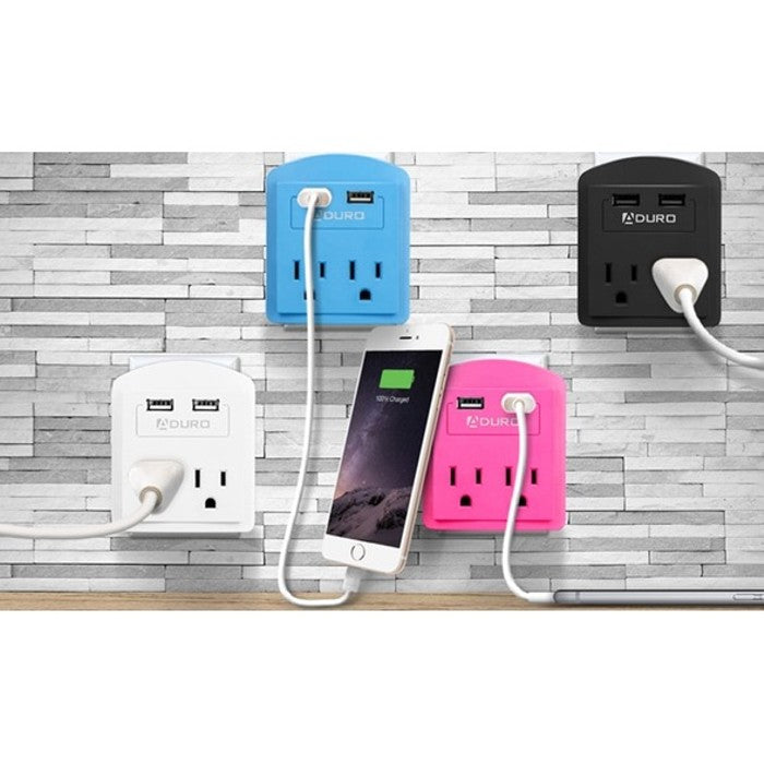 Surge Protector 2 Outlets Power Strip Station with 2 USB Ports Multiple Outlet Splitter Extender Adapter ETL Listed