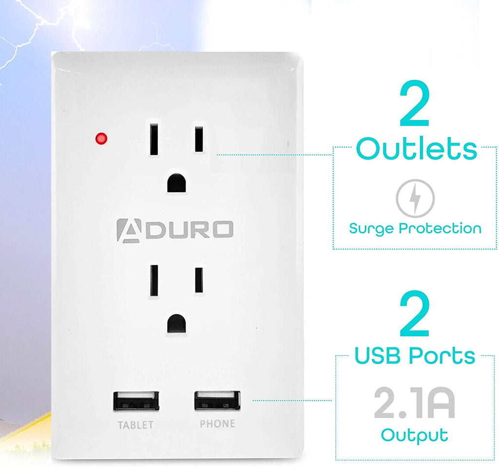 Aduro Surge Multi Charging Station with 2 Outlets & Dual USB Ports